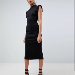 NWOT Tall midi high neck pencil dress with cut out back and shoulder detail